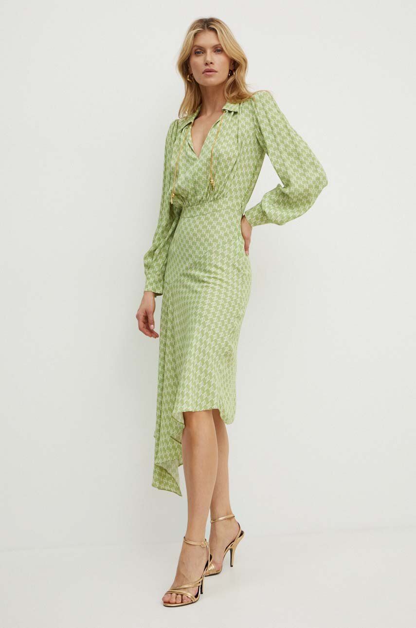 Šaty Elisabetta Franchi zelená barva, midi, ABS5341E2 NORBLIN