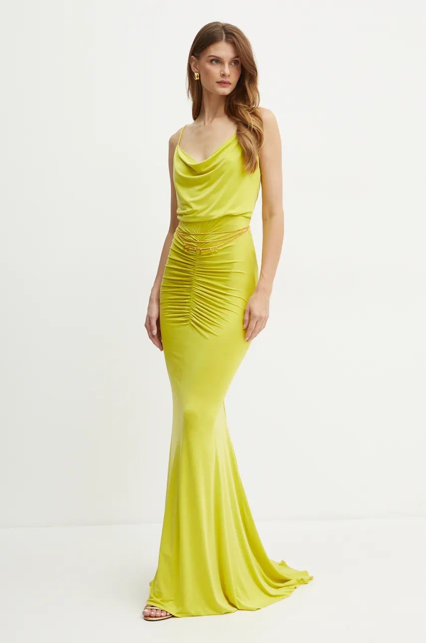 Elisabetta Franchi rochie culoarea verde, maxi, mulata, AB62842E2 NORBLIN