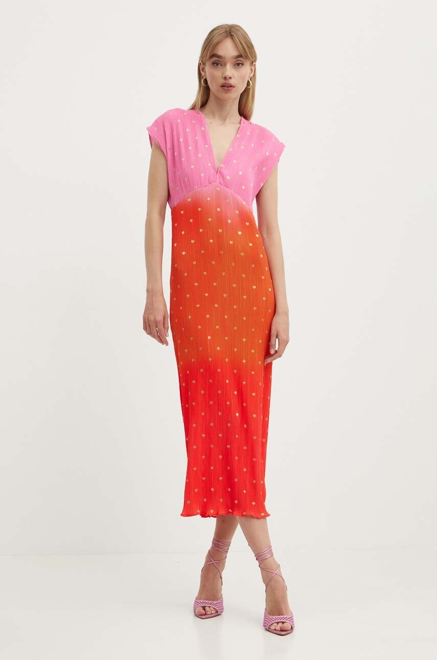 Never Fully Dressed rochie Elodie culoarea roz, maxi, dreaptă, NFDDR1424