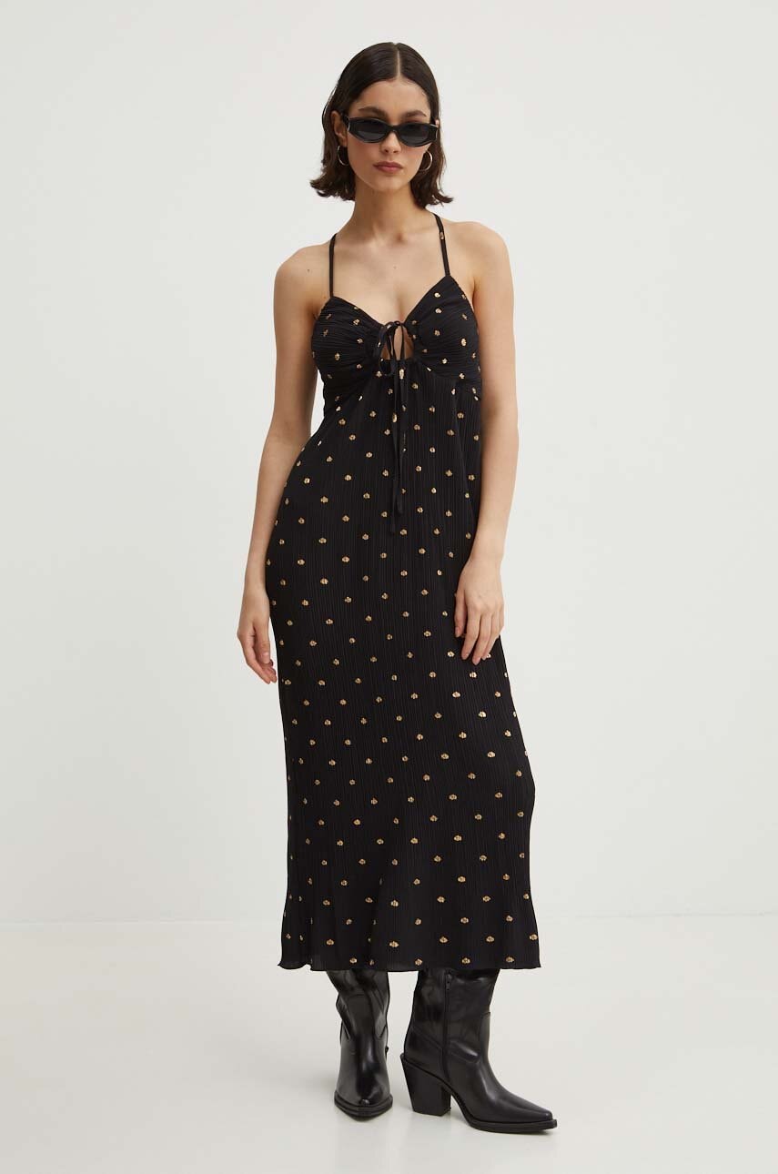 Never Fully Dressed rochie culoarea negru, midi, evazati, NFDDR1492 Never Fully Dressed rochie culoarea negru, midi, evazati, NFDDR1492
