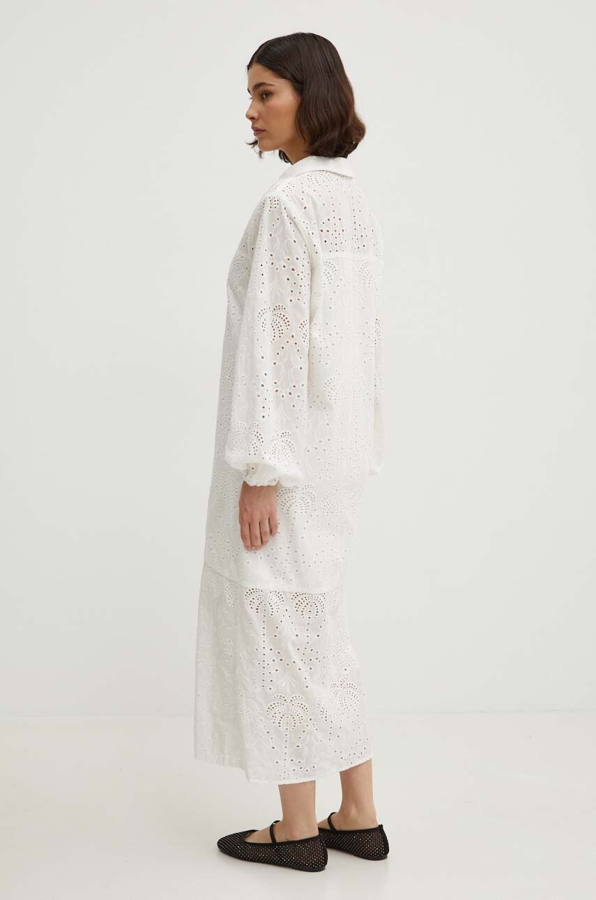 Βαμβακερό φόρεμα Never Fully Dressed Jenna Shirt dress χρώμα: άσπρο, NFDDR1349 φωτογραφία