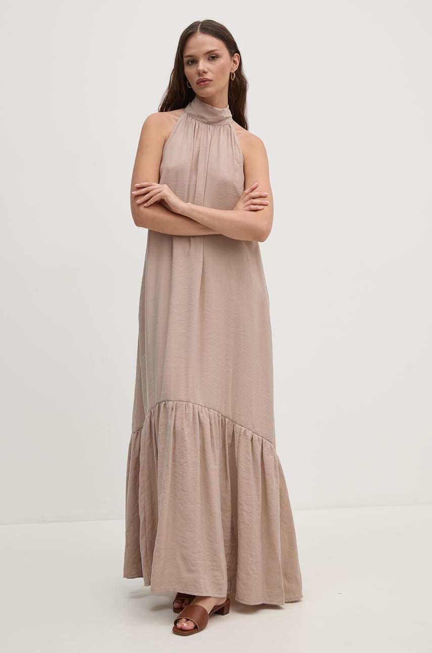 Sandro Ferrone rochie culoarea bej, maxi, evazată, SFS15XBDISIDORO