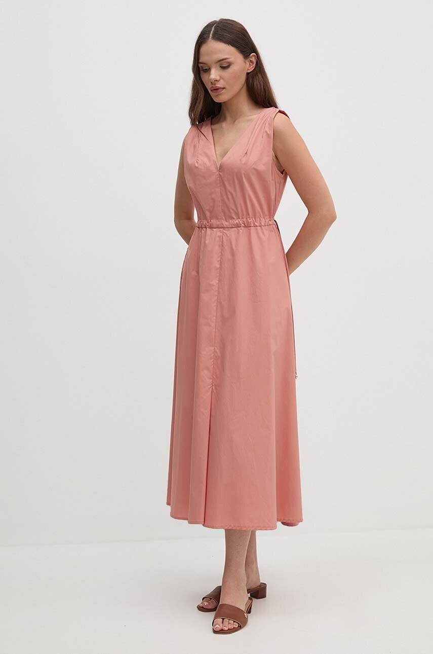 Sandro Ferrone rochie din bumbac culoarea roz, midi, evazată, SFS7XBDMADA