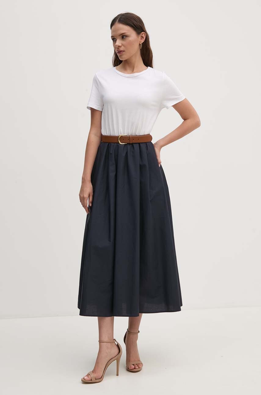 Sandro Ferrone rochie din bumbac culoarea alb, midi, evazati, SFS7XBDMARGOT Sandro Ferrone rochie din bumbac culoarea alb, midi, evazati, SFS7XBDMARGOT