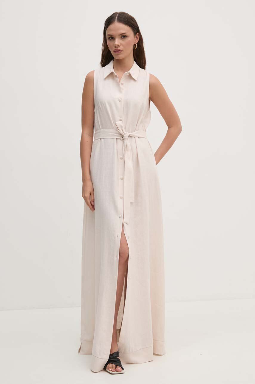 Sandro Ferrone rochie din in culoarea roz, maxi, evazati, SFS7XBDMISA