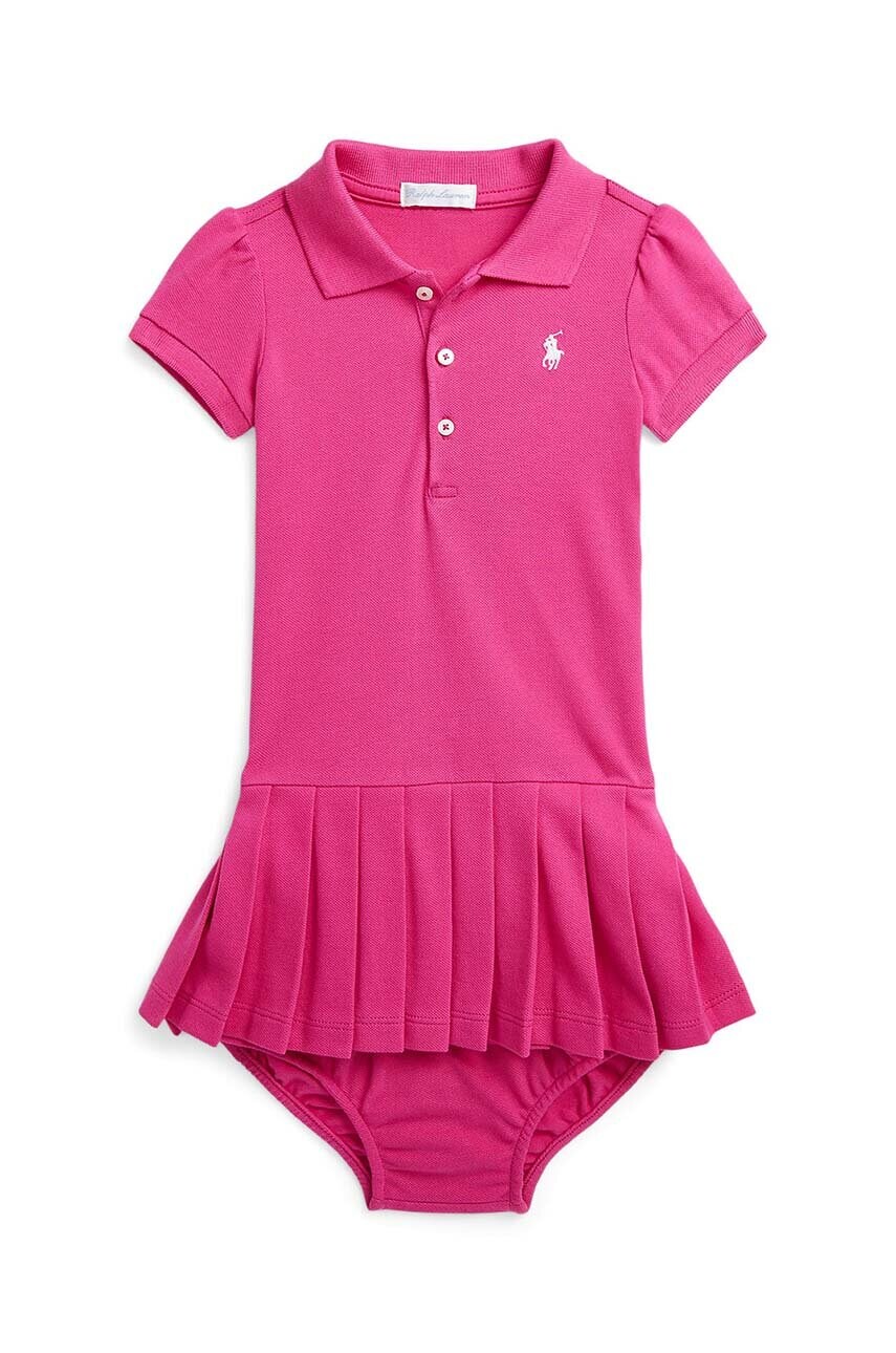Levně Dětské bavlněné šaty Polo Ralph Lauren růžová barva, mini