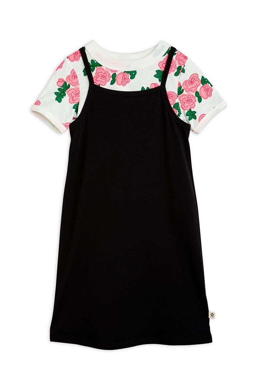 Хлопковое детское платье Mini Rodini цвет чёрный mini прямая