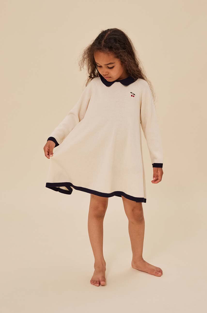 Levně Dětské bavlněné šaty Konges Sløjd bílá barva, mini