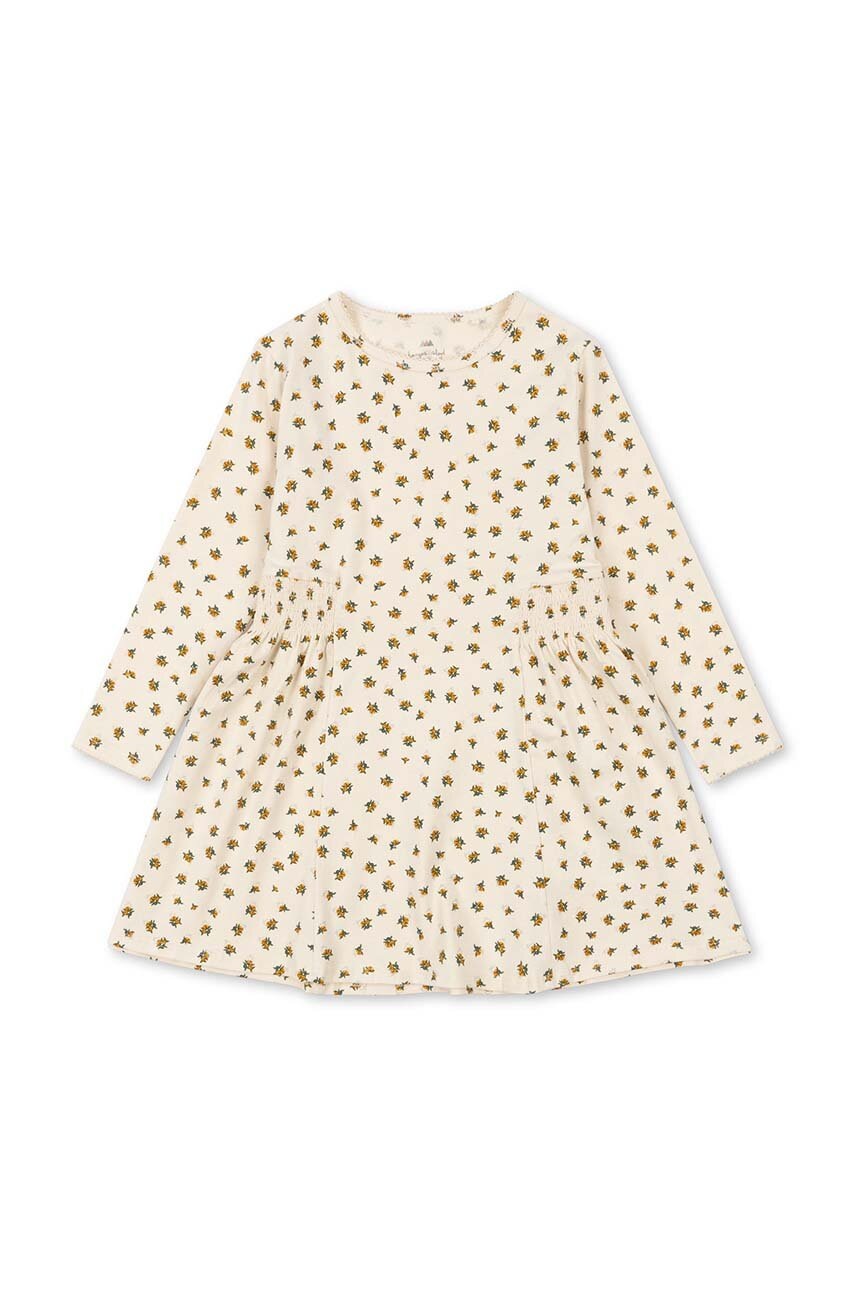 Хлопковое детское платье Konges Sløjd цвет жёлтый mini расклешённая