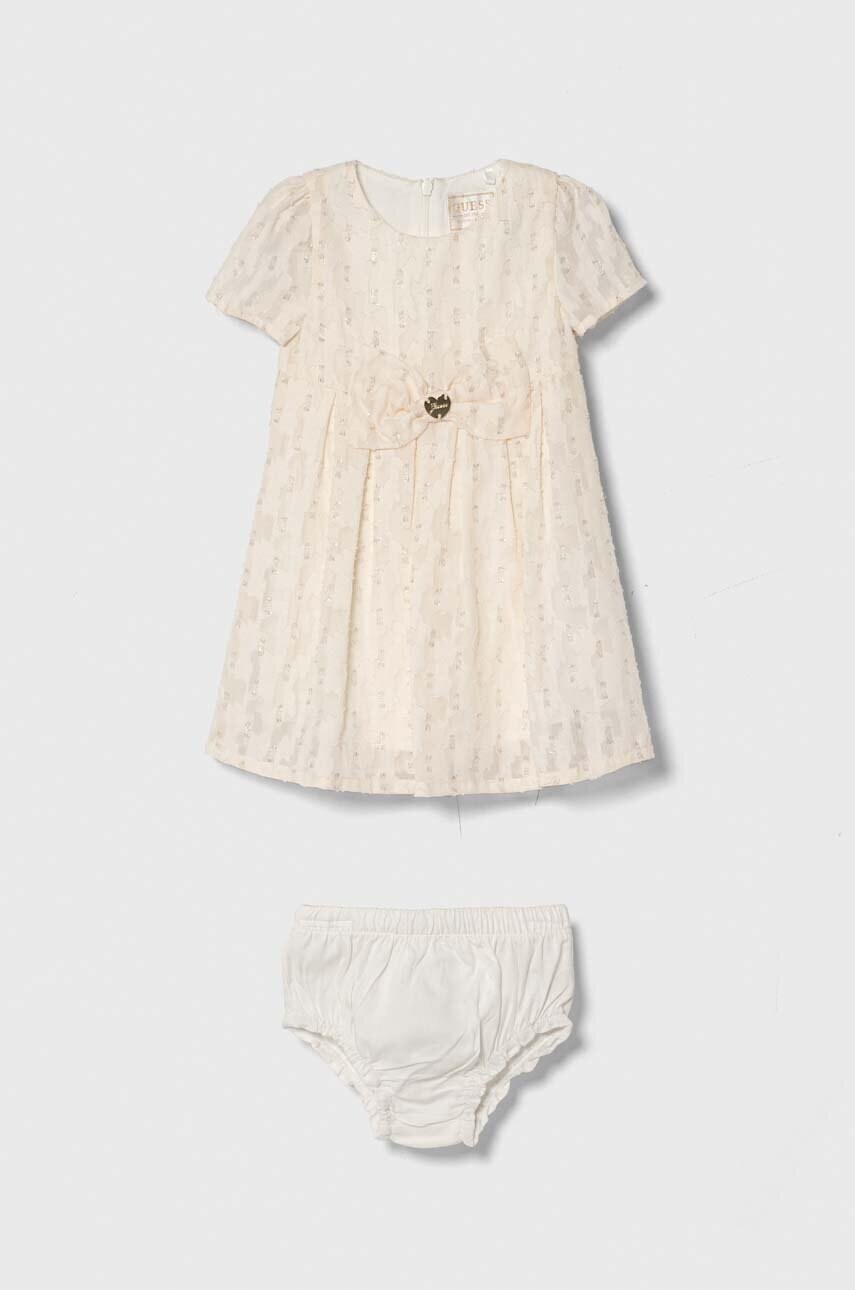 Levně Dívčí šaty Guess béžová barva, mini