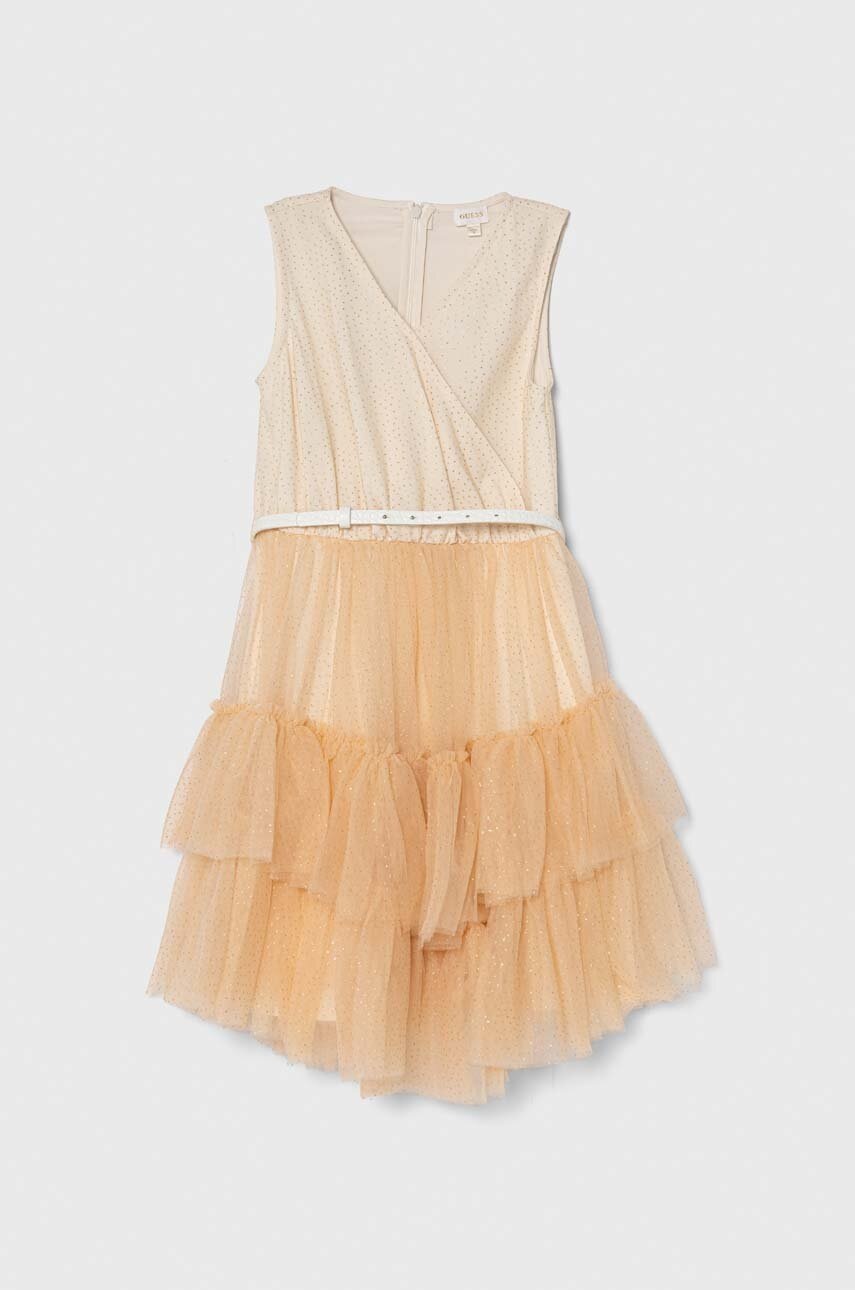 Детское платье Guess цвет бежевый mini расклешённая