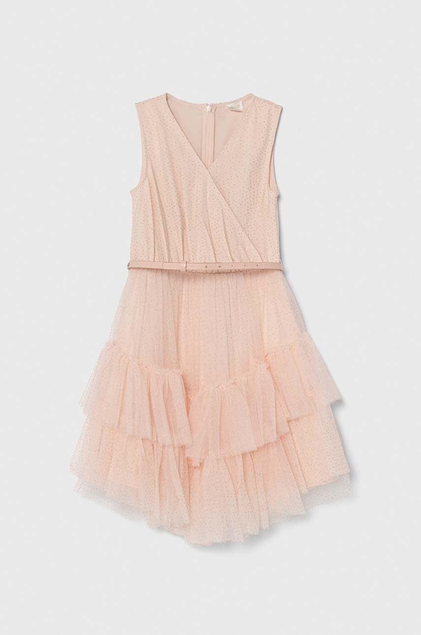 Детское платье Guess цвет оранжевый mini расклешённая Детское платье Guess цвет оранжевый mini расклешённая