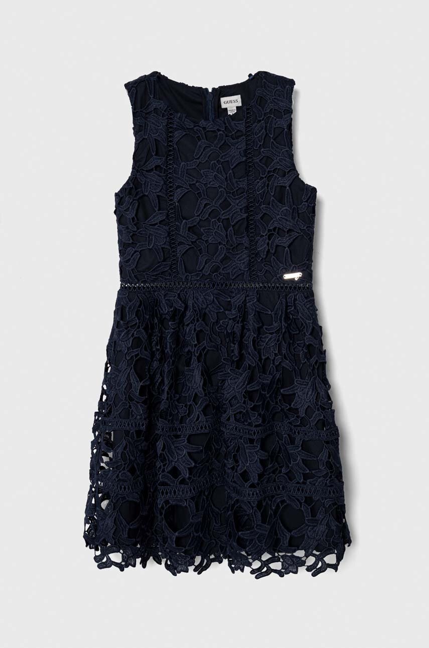 Детское платье Guess цвет синий mini расклешённая Детское платье Guess цвет синий mini расклешённая
