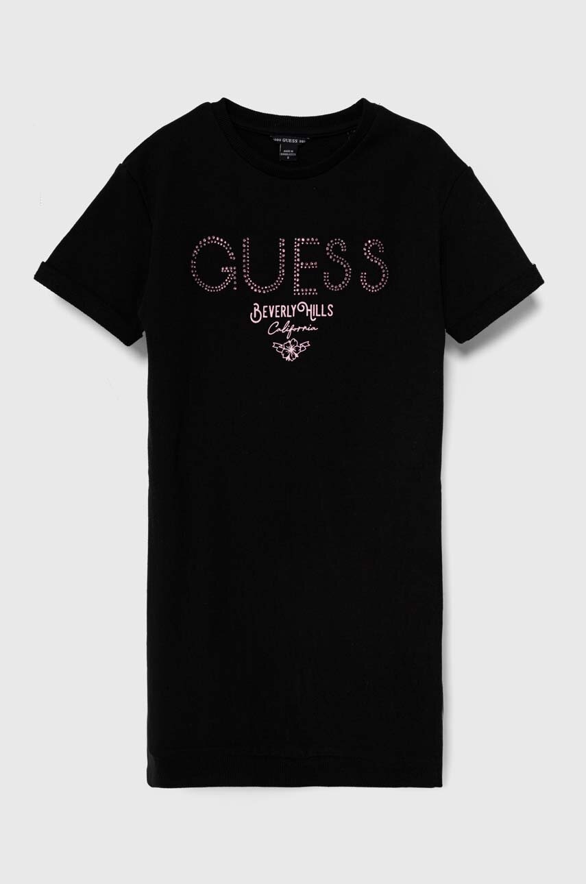 Хлопковое детское платье Guess цвет чёрный mini прямая в Полтаве Хлопковое детское платье Guess цвет чёрный mini прямая в Полтаве