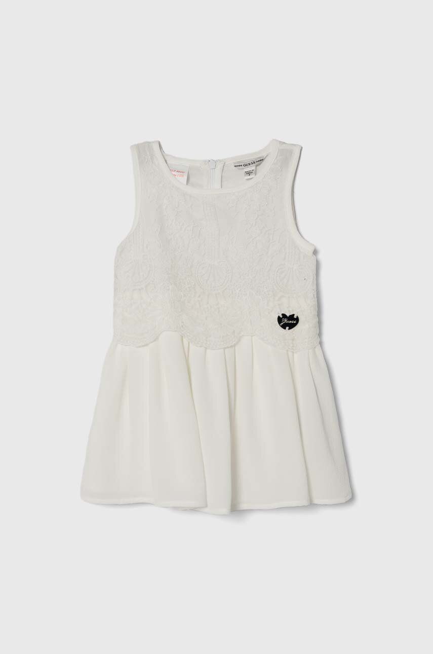 E-shop Dívčí šaty Guess bílá barva, midi