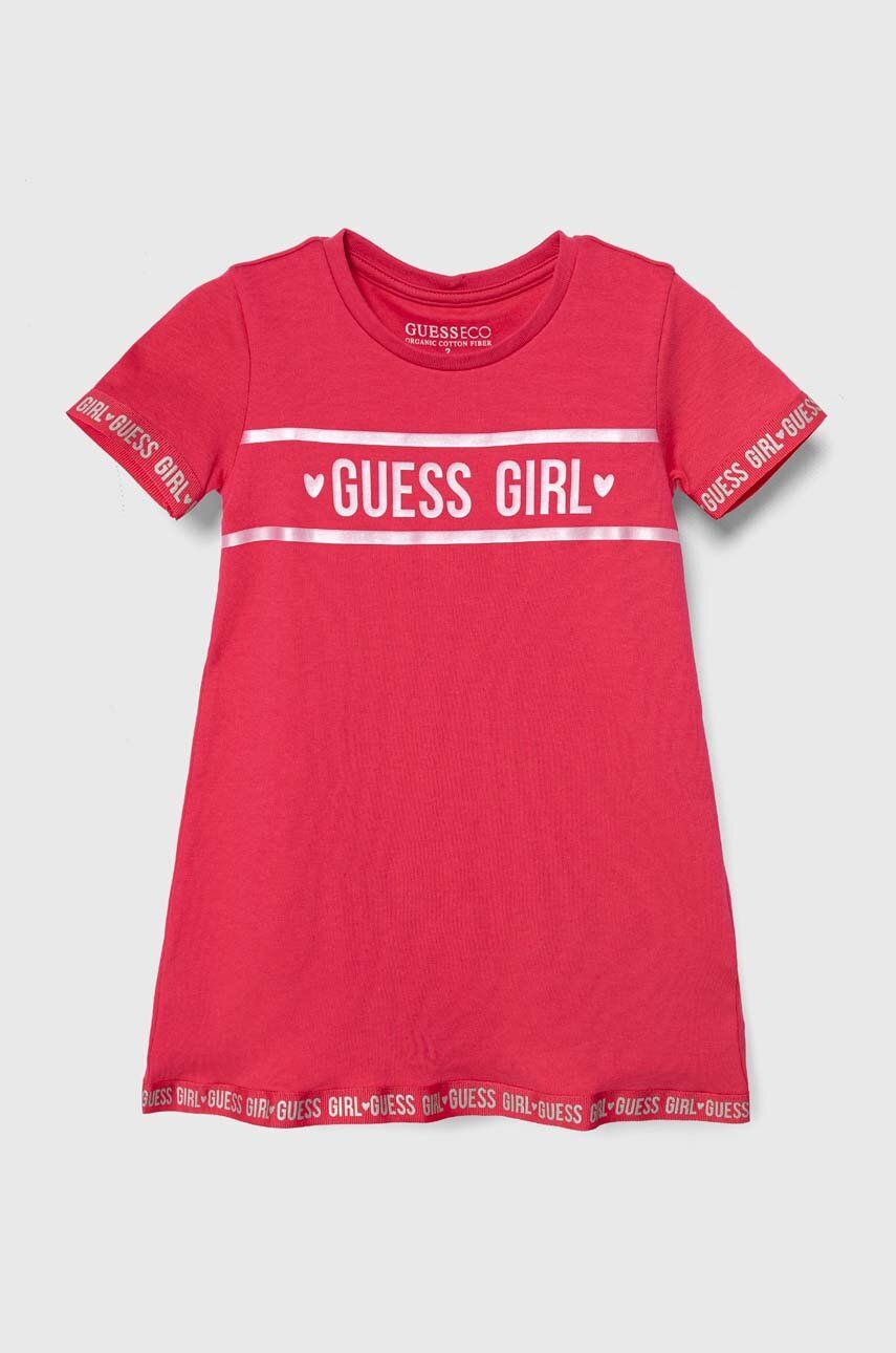 

Хлопковое детское платье Guess цвет розовый mini расклешённая