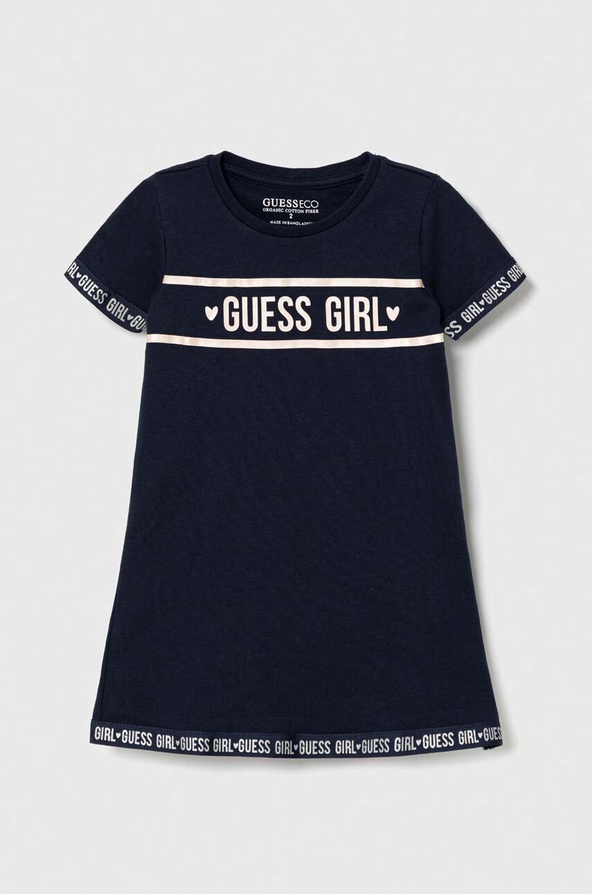 

Хлопковое детское платье Guess цвет синий mini расклешённая