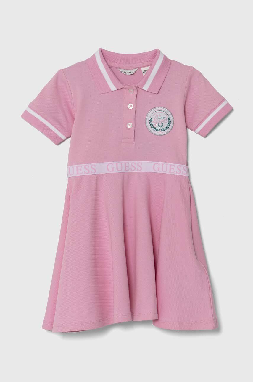 

Детска рокля Guess в розово къса разкроена, Розов