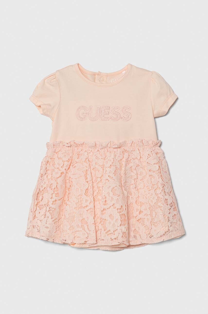 Levně Dívčí šaty Guess oranžová barva, mini