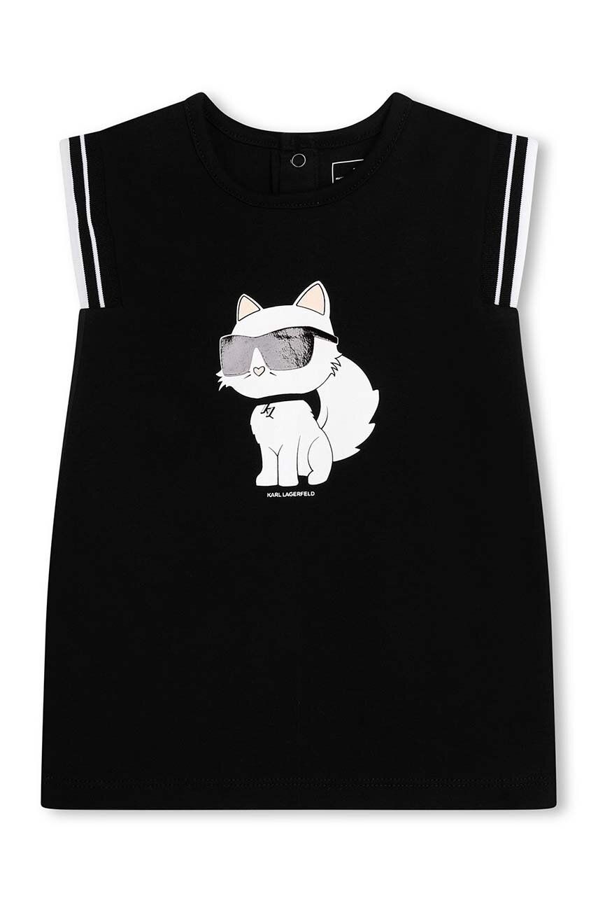 Karl Lagerfeld rochie din bumbac pentru bebeluși culoarea negru, mini, drept