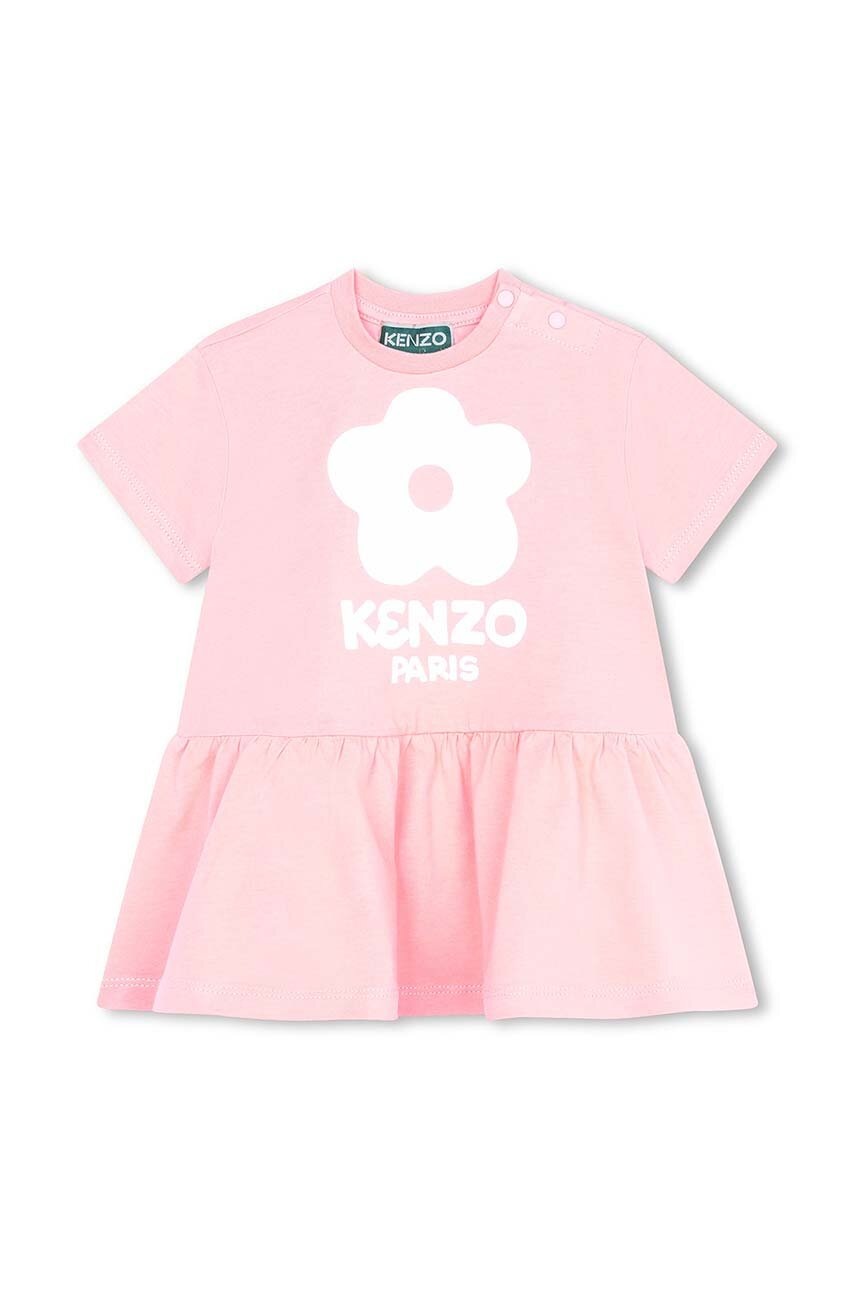 Дитяча бавовняна сукня Kenzo Kids колір рожевий mini розкльошена Дитяча бавовняна сукня Kenzo Kids колір рожевий mini розкльошена