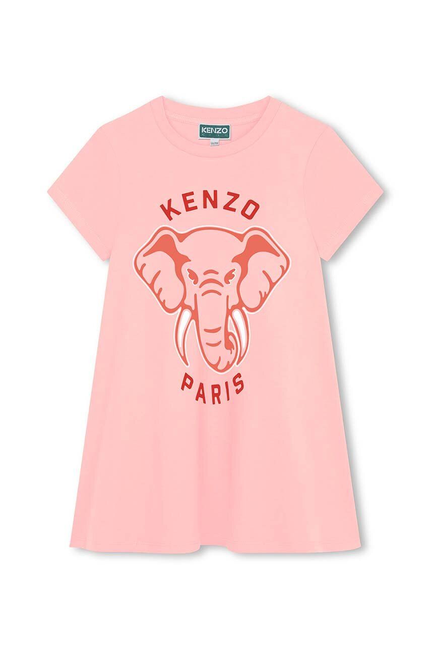 Дитяча бавовняна сукня Kenzo Kids колір рожевий mini розкльошена Дитяча бавовняна сукня Kenzo Kids колір рожевий mini розкльошена