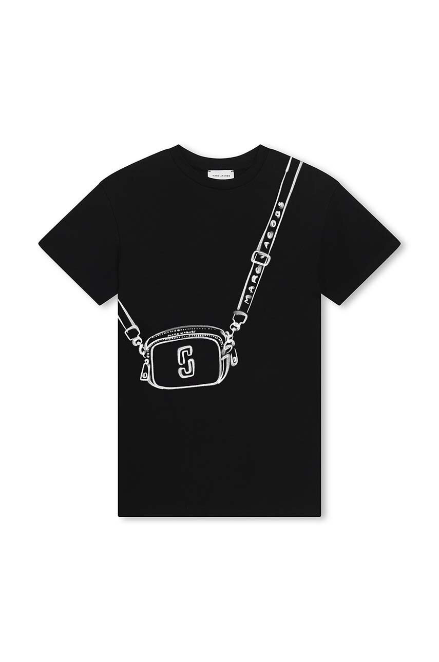 Хлопковое детское платье Marc Jacobs цвет чёрный mini прямая