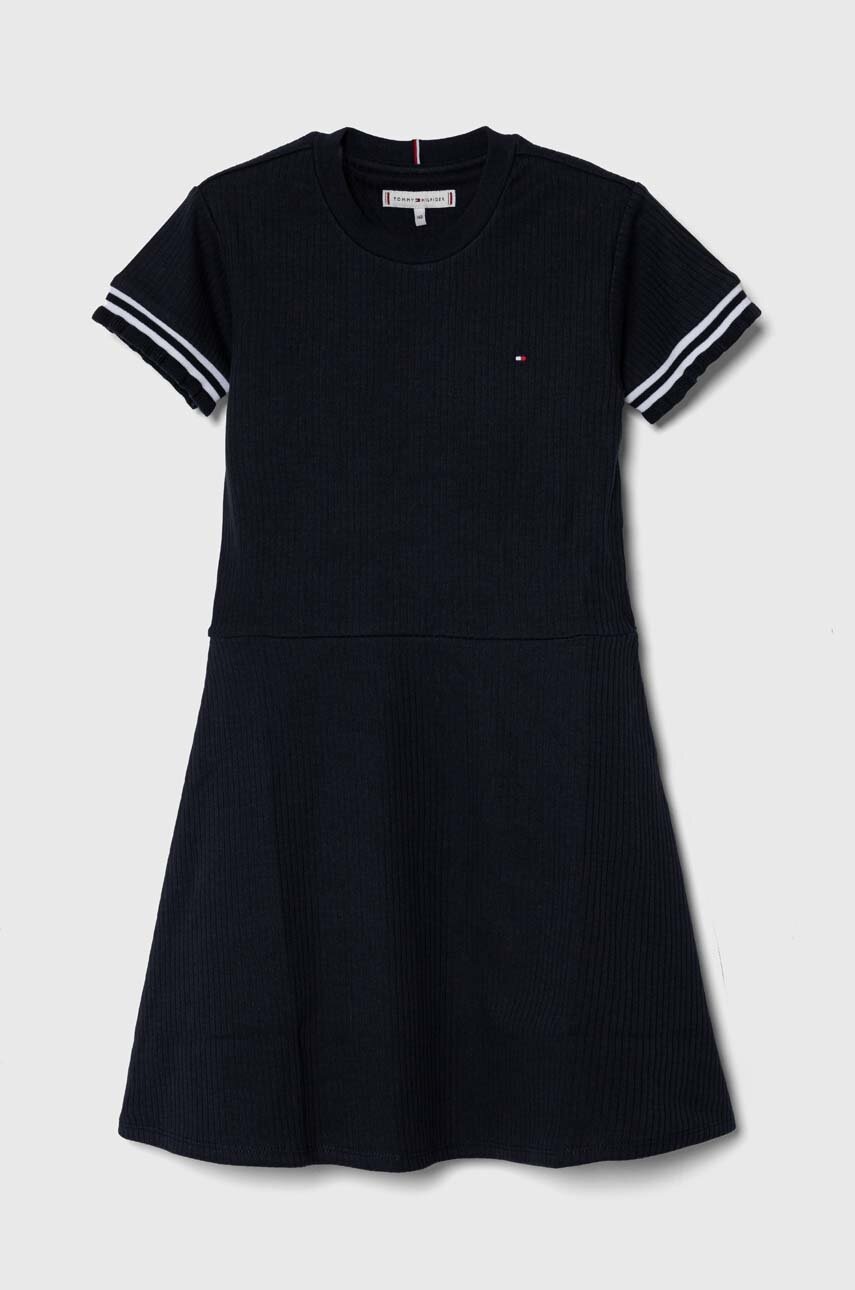 

Хлопковое детское платье Tommy Hilfiger цвет синий mini расклешённая