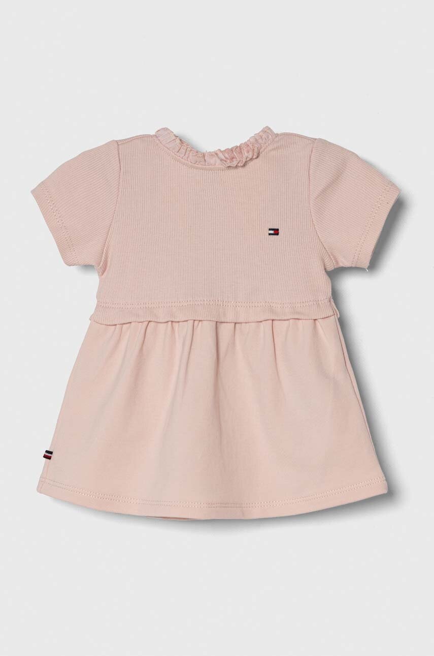 

Детское хлопковое платье Tommy Hilfiger цвет розовый mini расклешённое