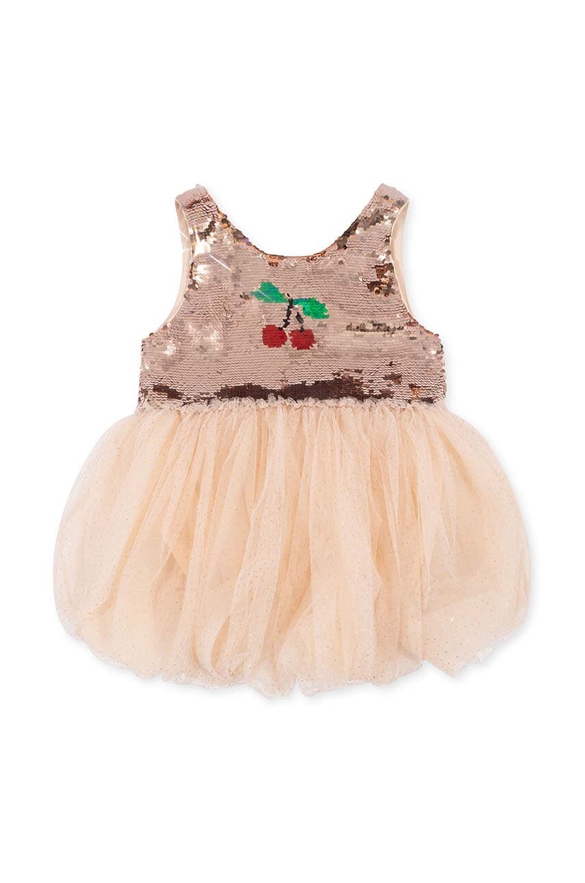 Детское платье Konges Sløjd цвет золотой mini расклешённая Детское платье Konges Sløjd цвет золотой mini расклешённая