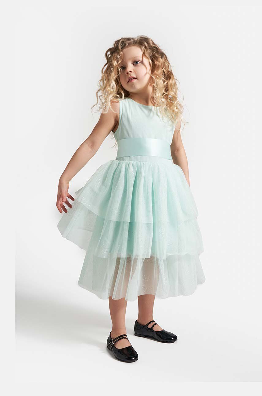 Levně Dívčí šaty Coccodrillo tyrkysová barva, mini