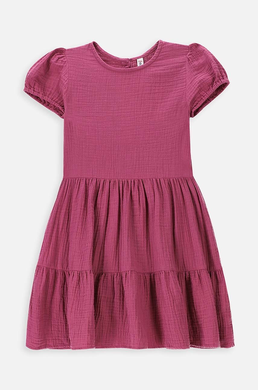 Coccodrillo rochie din bumbac pentru copii culoarea violet, mini, evazată
