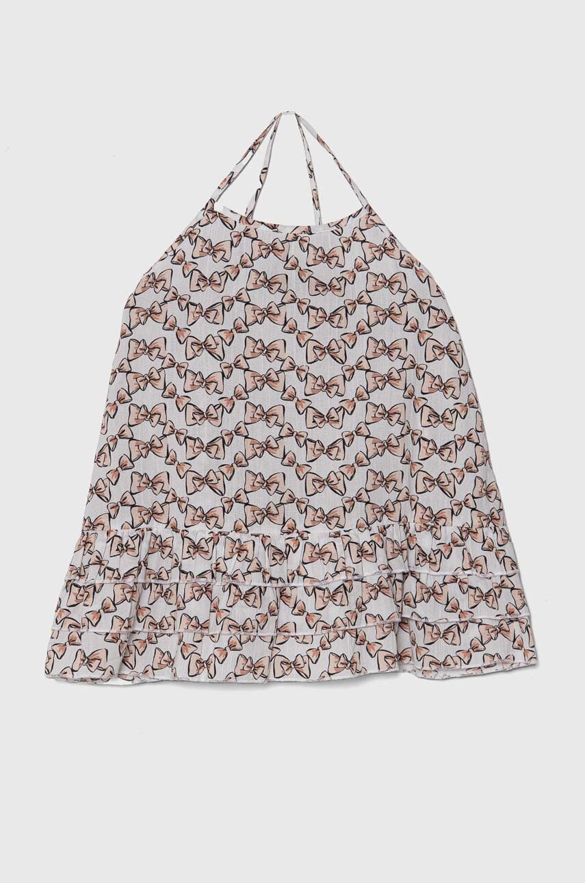 United Colors of Benetton rochie din bumbac pentru copii culoarea alb, mini, evazată