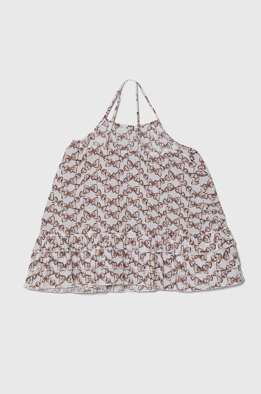 Хлопковое детское платье United Colors of Benetton цвет белый mini расклешённая