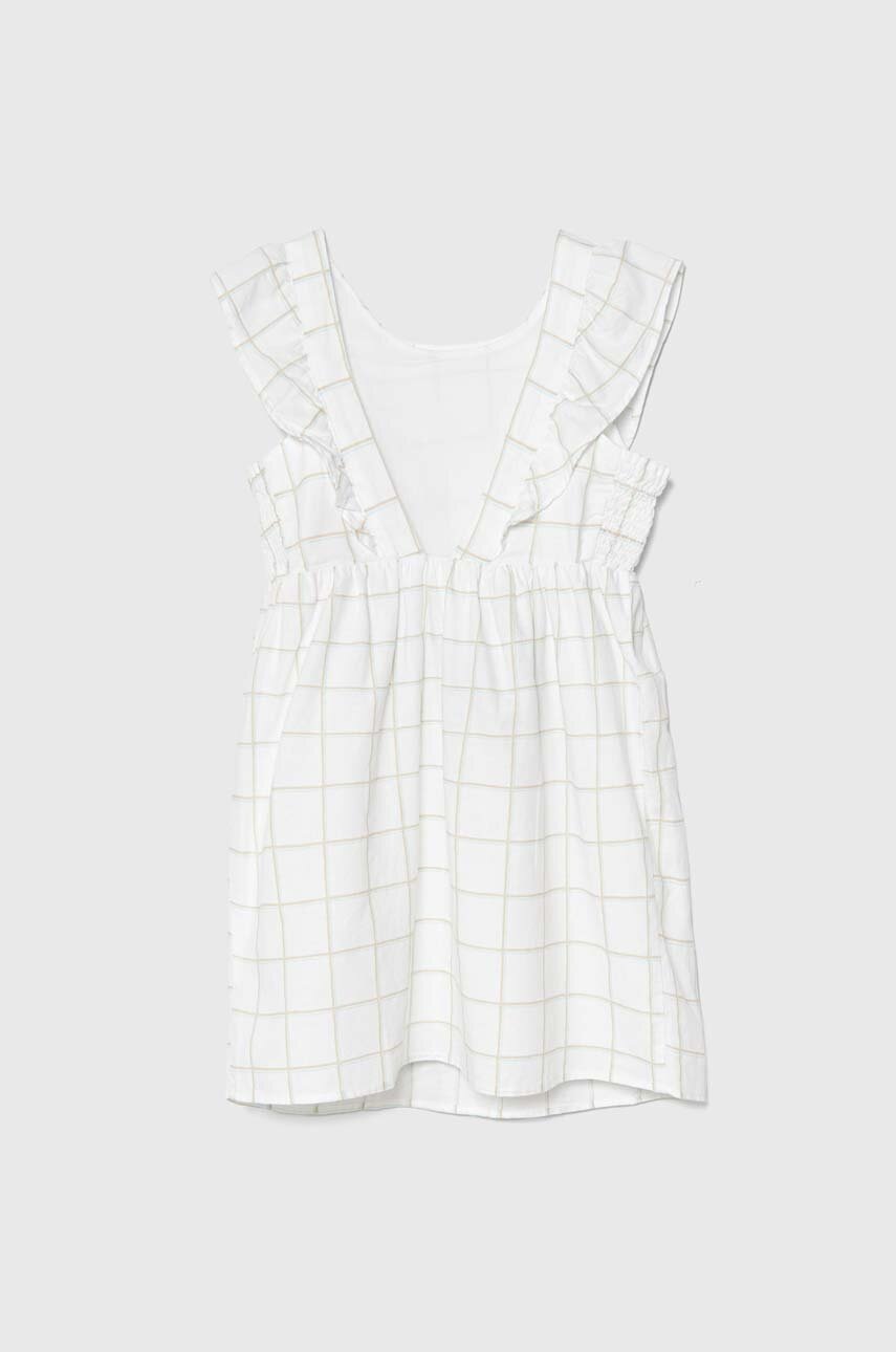 Детское льняное платье United Colors of Benetton цвет белый mini расклешённая