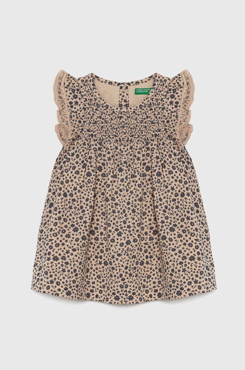United Colors of Benetton rochie fete culoarea bej, mini, evazati United Colors of Benetton rochie fete culoarea bej, mini, evazati