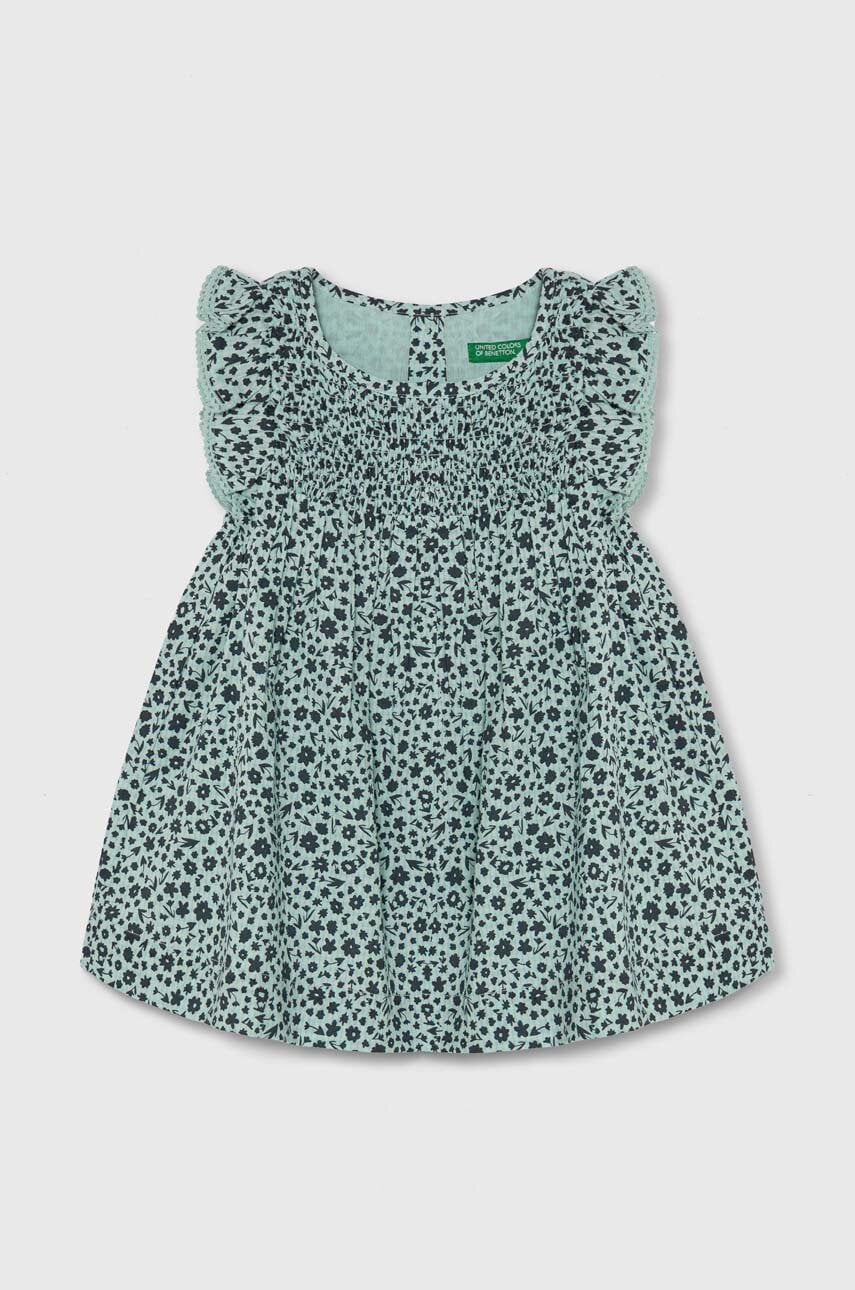 United Colors of Benetton rochie fete culoarea verde, mini, evazată