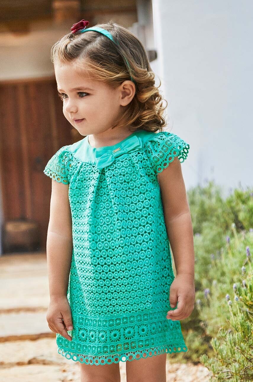 Mayoral rochie bebe culoarea turcoaz, mini, evazati