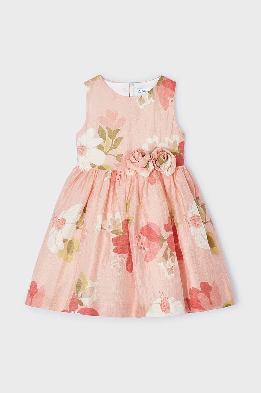 Детское льняное платье Mayoral цвет бежевый mini расклешённая в Сумах Детское льняное платье Mayoral цвет бежевый mini расклешённая в Сумах