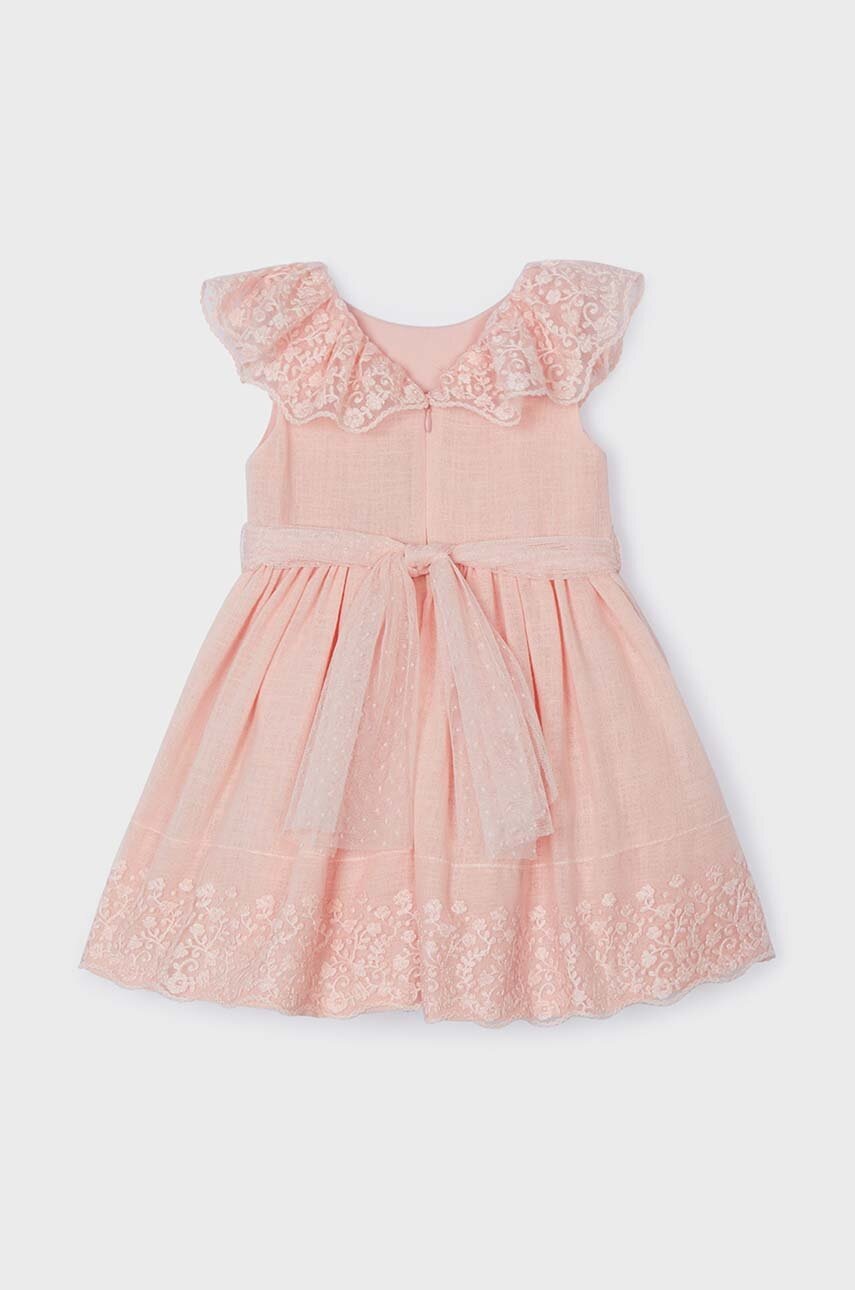 Детское платье Mayoral цвет бежевый mini расклешённая Детское платье Mayoral цвет бежевый mini расклешённая