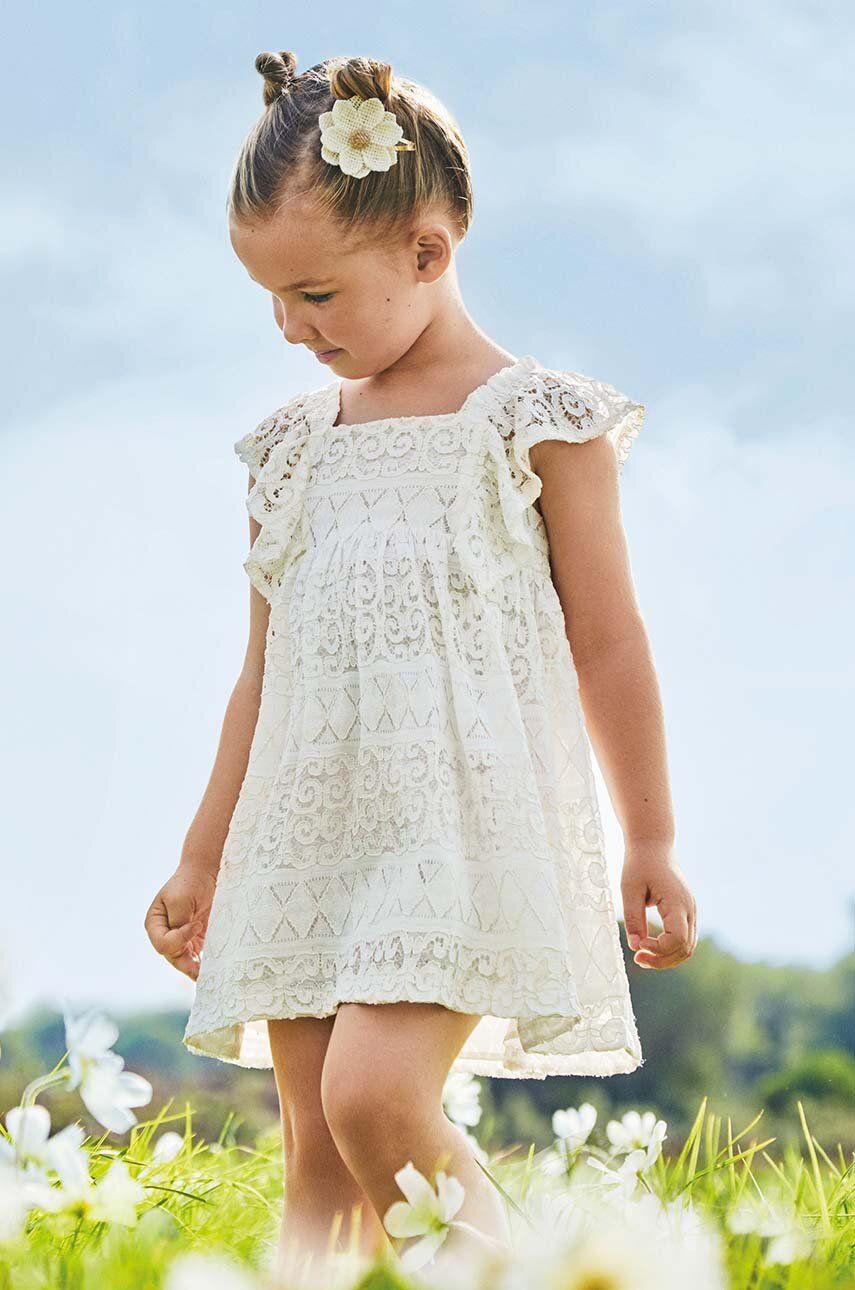 Mayoral rochie fete culoarea bej, mini, evazati - Shoppu.ro