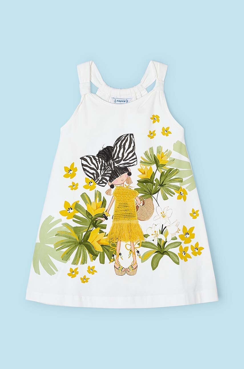 Детское платье Mayoral цвет бежевый mini расклешённая Детское платье Mayoral цвет бежевый mini расклешённая