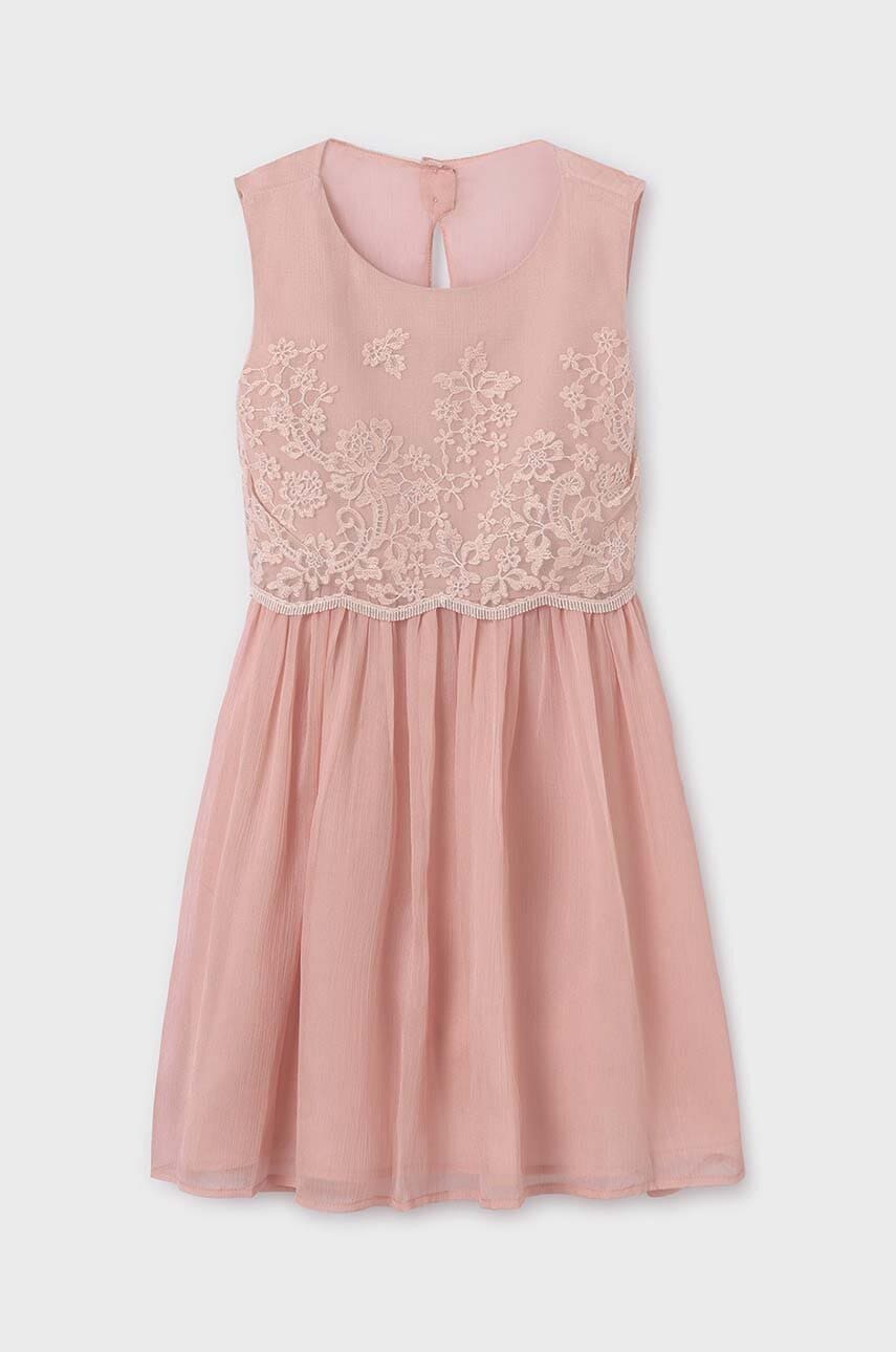 Детское платье Mayoral цвет розовый mini расклешённая Детское платье Mayoral цвет розовый mini расклешённая