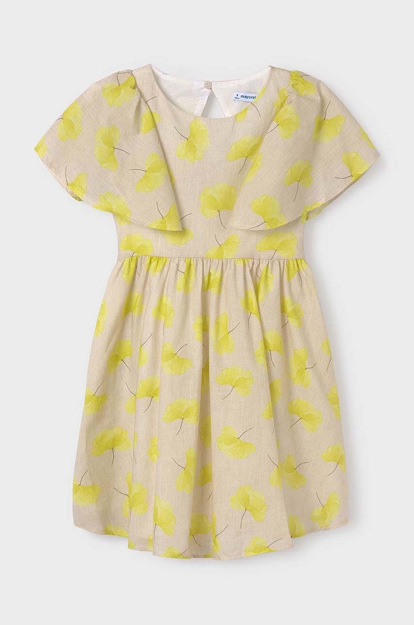Mayoral rochie din bumbac pentru copii culoarea galben, mini, evazati Mayoral rochie din bumbac pentru copii culoarea galben, mini, evazati