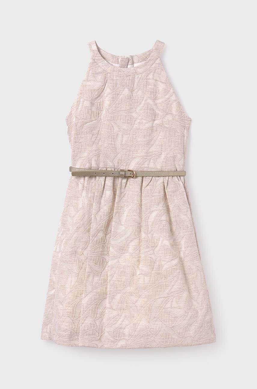 Детское платье Mayoral цвет бежевый mini расклешённая