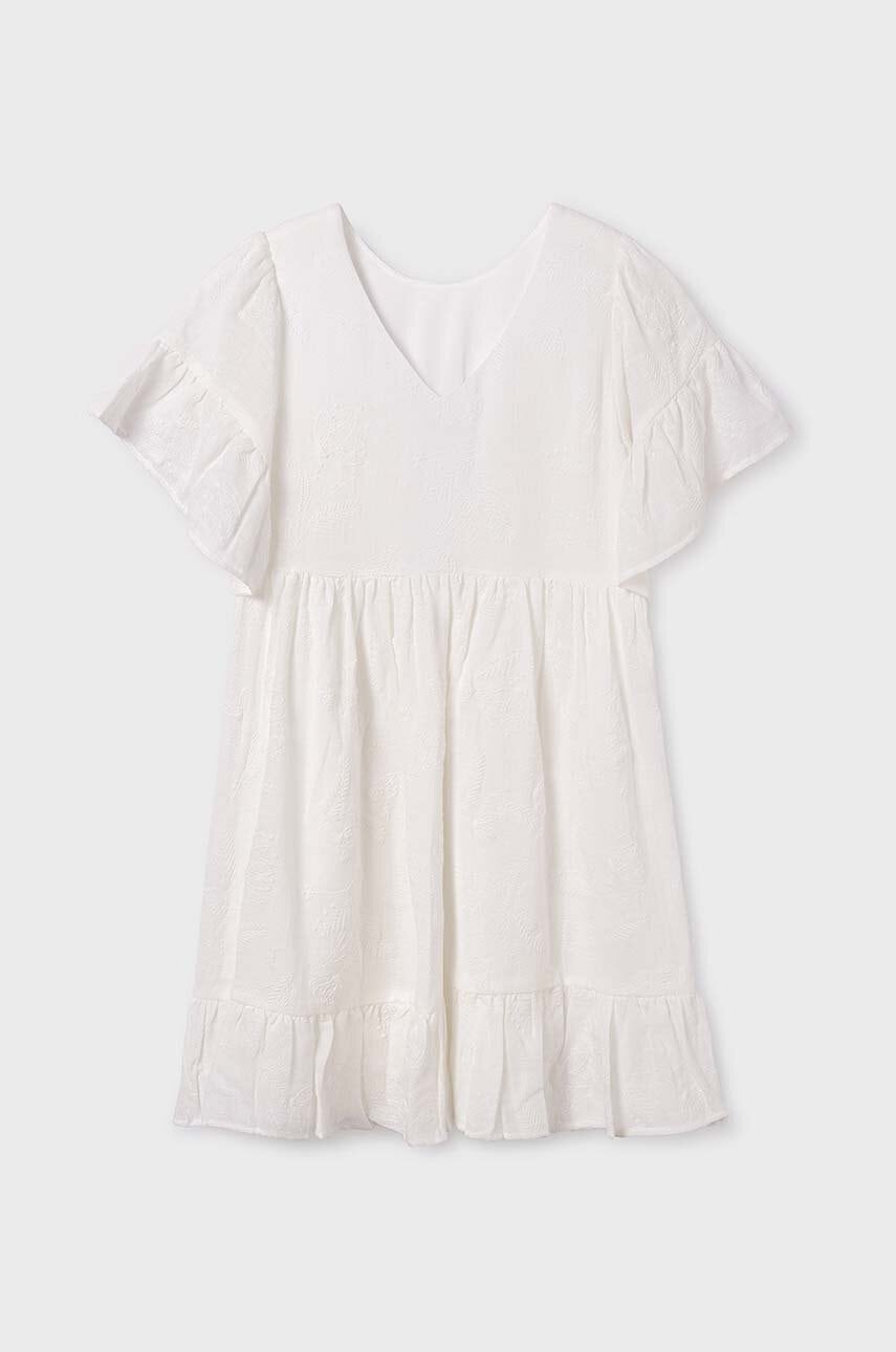 Детское платье Mayoral цвет бежевый mini расклешённая Детское платье Mayoral цвет бежевый mini расклешённая