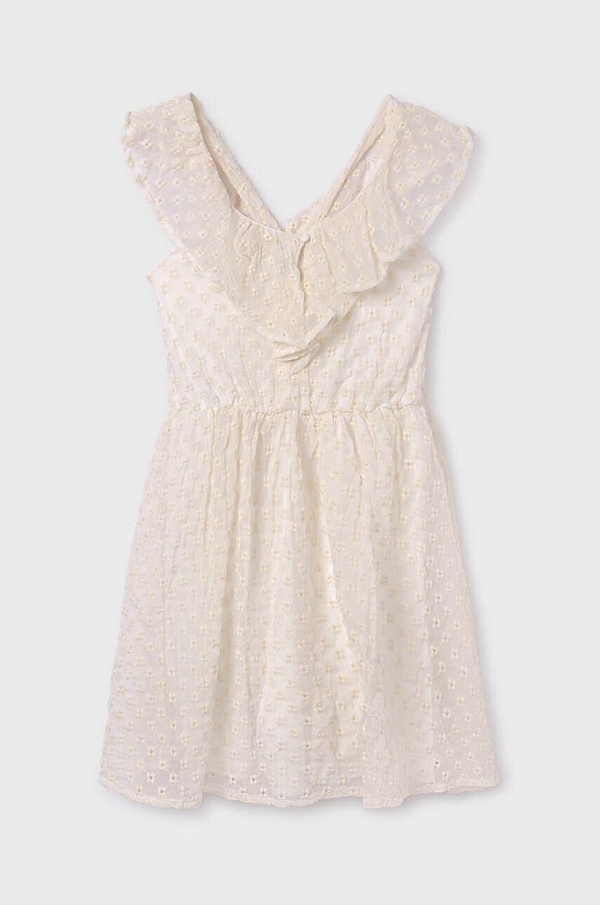 Детское платье Mayoral цвет бежевый mini расклешённая Детское платье Mayoral цвет бежевый mini расклешённая