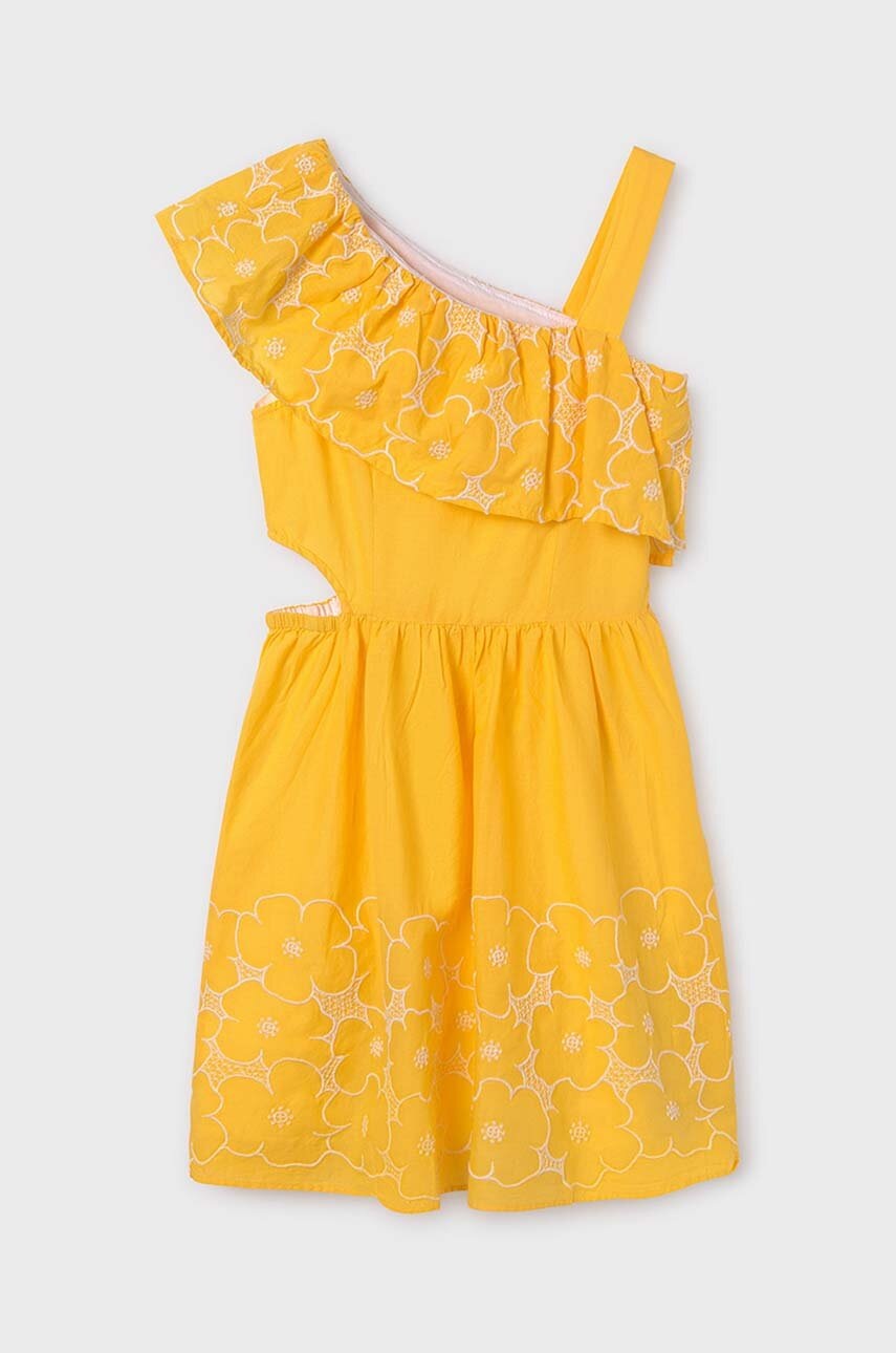 Детское платье Mayoral цвет жёлтый mini расклешённая