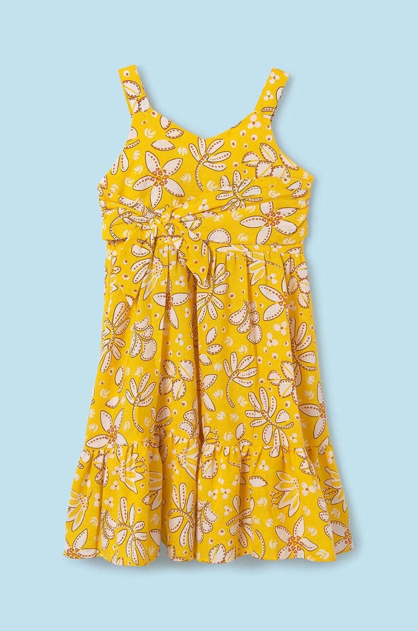Детское платье Mayoral цвет жёлтый mini расклешённая Детское платье Mayoral цвет жёлтый mini расклешённая