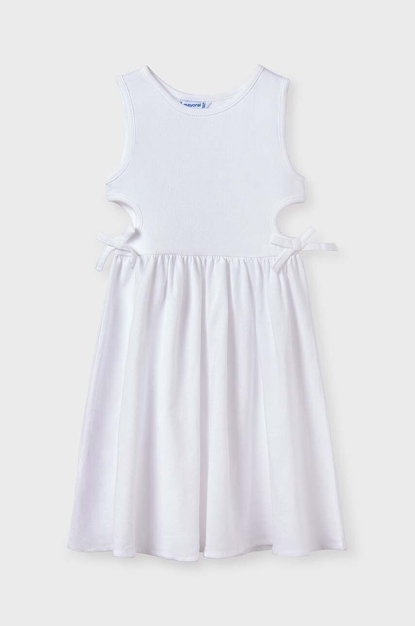 Mayoral rochie fete culoarea alb, mini, evazati